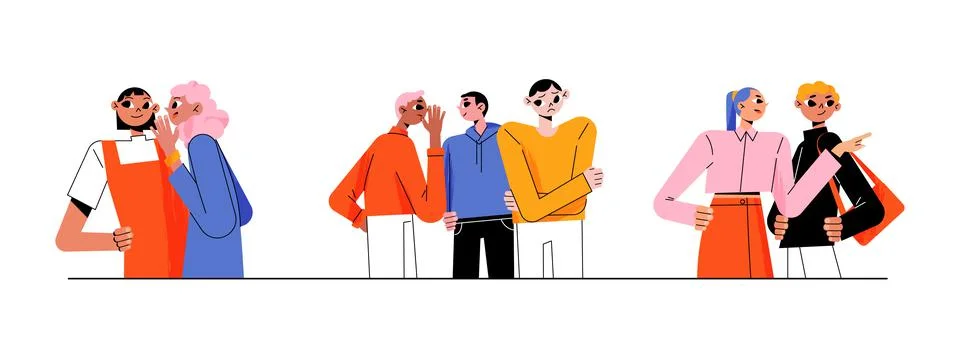 Characters gossips, whisper, spreading secrets Stock Illustration