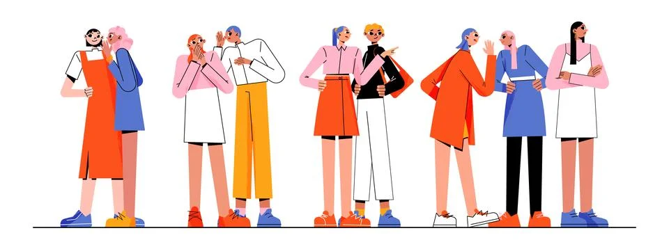Characters gossips, whisper, spreading secrets Stock Illustration