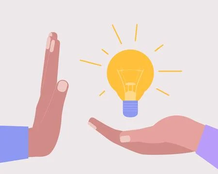 The character's hand refuses the idea Stock Illustration