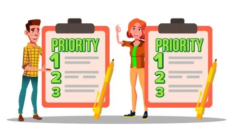 Characters Have Priority List Task To Do Vector Illustrazione stock