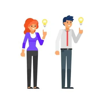 Characters having an idea Stock Illustration