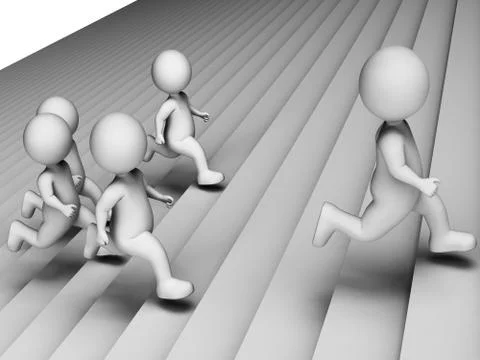Characters Jogging Shows Get Fit And Ascend 3d Rendering Stockillustratie