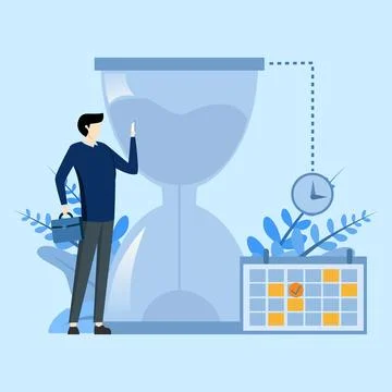 Characters managing work tasks and deadline time using calendar Stock Illustration