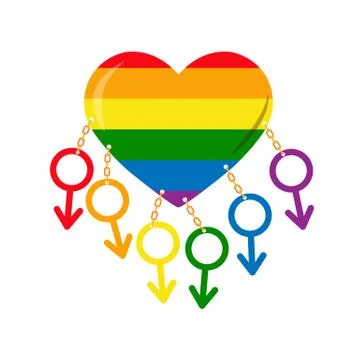 Characters masculinity was chained to the heart in the colours of the LGBT Stock Illustration