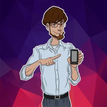 Characters with mobile app notification Stock Illustration