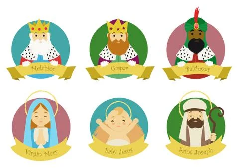 Characters from Nativity scene isolated Ilustración de archivo