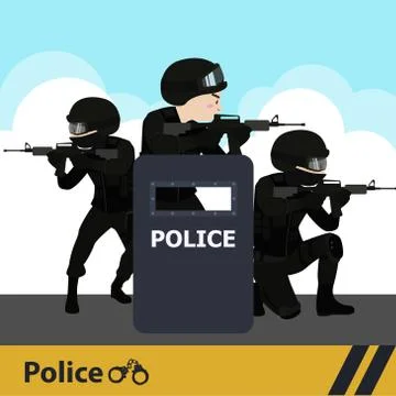 Characters police flat design vector illustration Illustrazione stock