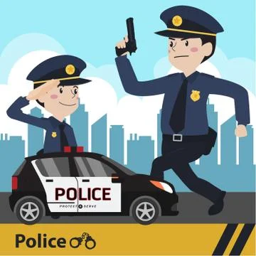 Characters police flat design vector illustration Illustrazione stock