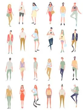 Characters in a pose standing. Group of working people. Different nationalities Stock Illustration