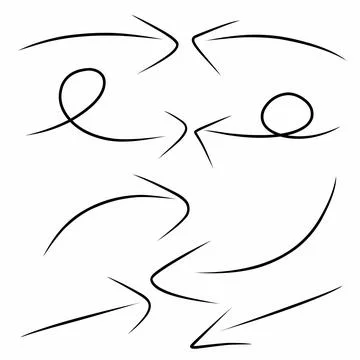 Charcoal arrow vector icons set Stock Illustration
