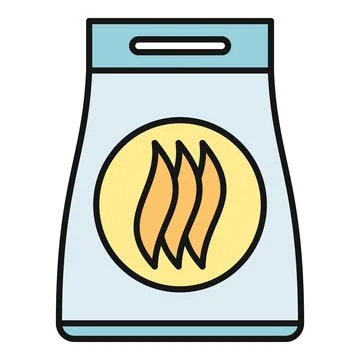 Charcoal bag with flame icon for grilling barbecue Stock Illustration