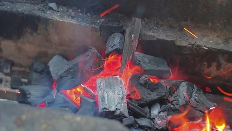 Charcoal for barbecue Stock Footage 76805491