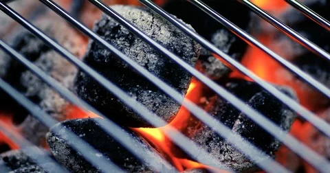 Charcoal in a barbecue Video stock 84287149