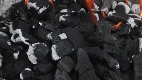 Charcoal Barbeque fire in slow motion close up stock footage Stock Footage 309546967