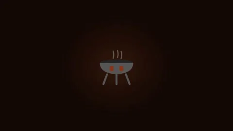 Charcoal Bbq Flat Icon Animation Loop Dark Orange Background Stock Footage 342620633