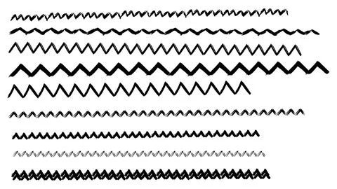 Charcoal bold zigzag lines and scribbles, childish drawing bold strokes Stock Illustration