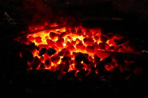Charcoal bonfire on bugle Stock Photos