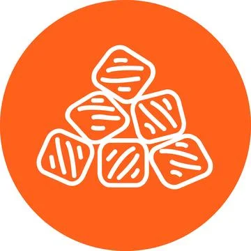 Charcoal briquettes stack line icon for barbecue Stock Illustration