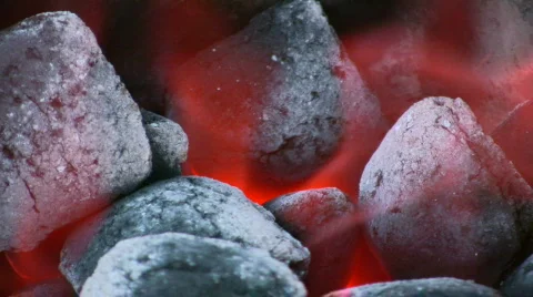Charcoal burning in the BBQ Stock Footage 436591