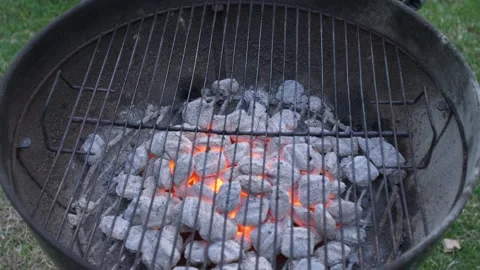 Charcoal burning during grill prep. Stock Footage 135216971