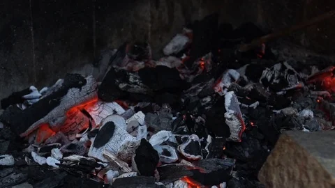 Charcoal burning in a funace Vídeo Stock 79955681