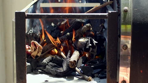 Charcoal catching fire and flames Timelapse Vídeos de archivo 328737798