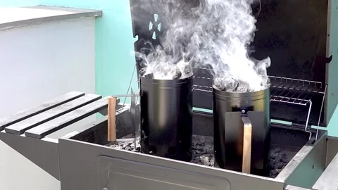 Charcoal container in preparation for a barbecue Stock Footage 321901895