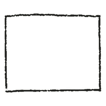 Charcoal, crayon outline geometric rectangle vector shape, scribble square chalk 스톡 일러스트