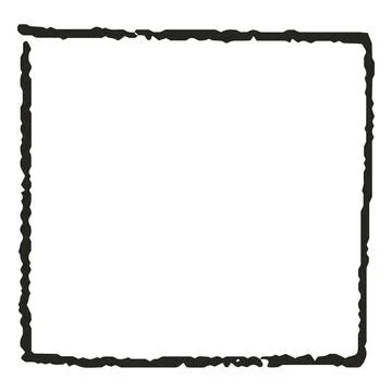 Charcoal, crayon outline square vector shape, scribble geometric rectangle chalk 스톡 일러스트