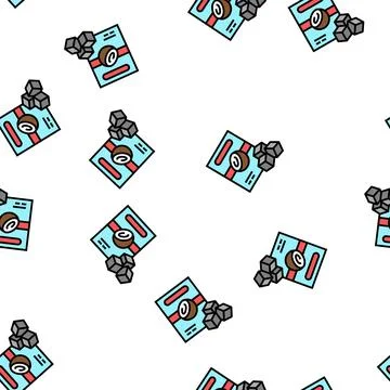 Charcoal cubes coconut vector seamless pattern Stock Illustration