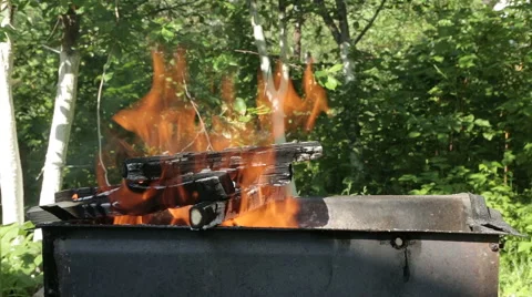Charcoal on fire in a BBQ grill Stock Footage 63543501
