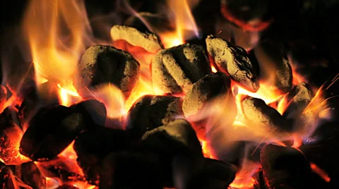 Charcoal fire Stock Footage 32707040