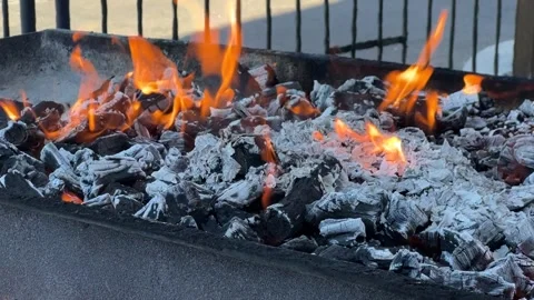 Charcoal Fire Grill Flame 스톡 동영상 242471941