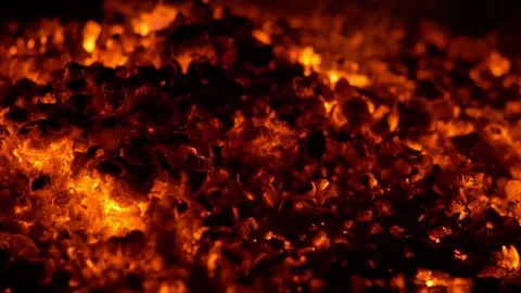 Charcoal glowing in the night Video stock 242449976