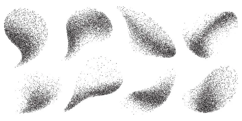 Charcoal Grain Elements Set Pattern Background. Pencil texture with swirl Stock Illustration