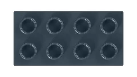Charcoal Gray Plastic Building Block Isolated on a White Background. Stock Illustration