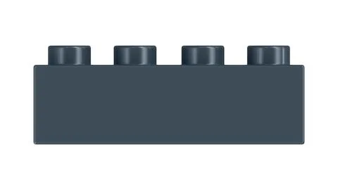 Charcoal Gray Plastic Building Block Isolated On White Background Stock Illustration