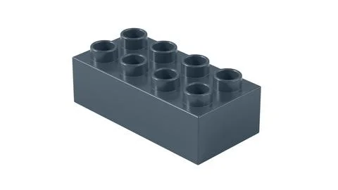 Charcoal Gray Plastic Building Block 3D Render Isolated Stock Illustration