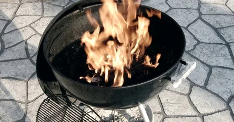 Charcoal Grill - Fire - 4k Stock Footage 73718055