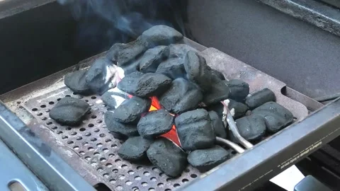 Charcoal on the Grill Stock Footage 138888866