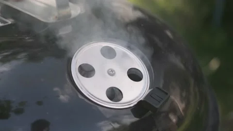 The charcoal grill is smoking Stock Footage 201020943