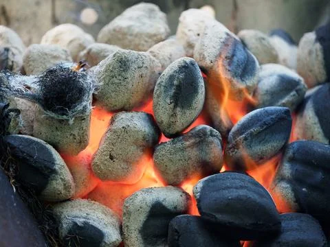 Charcoal grilling for BBQ Stock Photos