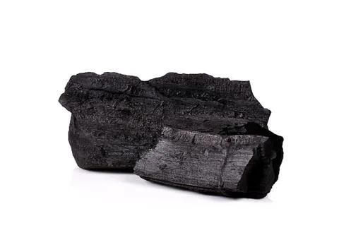 Charcoal isolated on white background Stock Photos