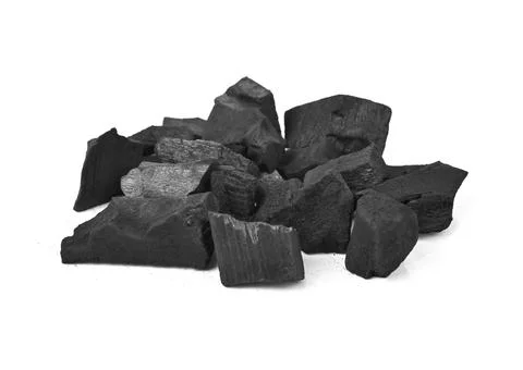 Charcoal isolated on white background. Stock Photos
