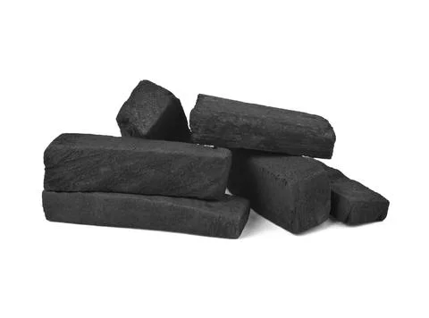 Charcoal isolated on white background. Stock Photos