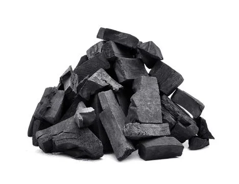 Charcoal isolated on white background Stock Photos