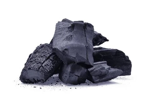 Charcoal isolated on white background Foto stock