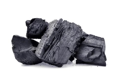 Charcoal isolated on white background Stock Photos