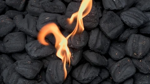 Charcoal Lighting and Burning to Ash Time Lapse Stock Footage 110745054