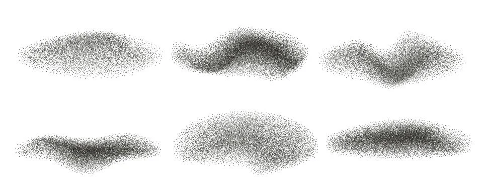 Charcoal noise gradient wave splashes. Abstract black dotwork grain textured 스톡 일러스트